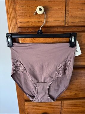 Soma High-Waist Lace-Trim Brief - Mauve Taupe